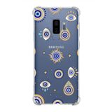 PrintiFy Samsung Galaxy S9 Plus Uyumlu Nazar Boncuğu 5 Baskılı Şeffaf Köşe Korumalı Antişok Kılıf