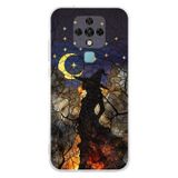 PrintiFy Tecno Camon 16 ile Uyumlu Vitray Cadı Saati Tasarımlı Şeffaf Silikon Kılıf