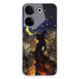 PrintiFy Tecno Camon 20 Pro ile Uyumlu Vitray Cadı Saati Tasarımlı Şeffaf Silikon Kılıf