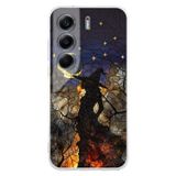 PrintiFy Tecno Camon 40 Pro ile Uyumlu Vitray Cadı Saati Tasarımlı Şeffaf Silikon Kılıf