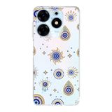 PrintiFy Tecno Spark 10 Pro ile Uyumlu Nazar Boncuğu 5 Kamera Korumalı Şeffaf Silikon Kılıf