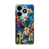 PrintiFy Tecno Spark 10 Pro ile Uyumlu Vitray Mavi Bahar Tasarımlı Şeffaf Silikon Kılıf