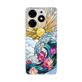 PrintiFy Tecno Spark 10 Pro ile Uyumlu Vitray Okyanus Sabahı Tasarımlı Şeffaf Silikon Kılıf