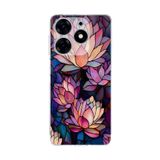 PrintiFy Tecno Spark 10 Pro ile Uyumlu Vitray Sessiz Lotus Tasarımlı Şeffaf Silikon Kılıf