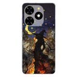 PrintiFy Tecno Spark 20 ile Uyumlu Vitray Cadı Saati Tasarımlı Şeffaf Silikon Kılıf