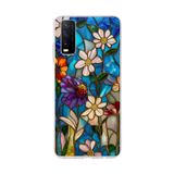 PrintiFy Vivo Y20 ile Uyumlu Vitray Mavi Bahar Tasarımlı Şeffaf Silikon Kılıf