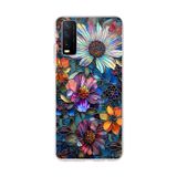 PrintiFy Vivo Y20 ile Uyumlu Vitray Mücevher Flora Tasarımlı Şeffaf Silikon Kılıf