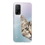 PrintiFy Xiaomi Mi 10T Pro ile Uyumlu Kapak Catface Tasarımlı 1mm Fit Şeffaf Silikon Kılıf