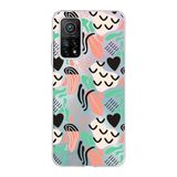 PrintiFy Xiaomi Mi 10T Pro ile Uyumlu Kapak Memphis Desen - 1 Tasarımlı 1mm Fit Şeffaf Silikon Kılıf