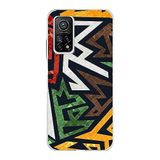 PrintiFy Xiaomi Mi 10T Pro ile Uyumlu Kapak Soyut Grafiti Tasarımlı 1mm Fit Şeffaf Silikon Kılıf
