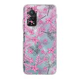 Printify Xiaomi Mi 10T Pro Kamera Korumalı Kapak Floral Pembe Tasarımlı Şeffaf Kılıf