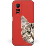 Printify Xiaomi Mi 10T Uyumlu Lansman Kılıf Catface Tasarımlı Içi Kadife Kapak-Kırmızı