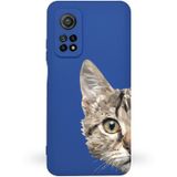 Printify Xiaomi Mi 10T Uyumlu Lansman Kılıf Catface Tasarımlı Içi Kadife Kapak-Lacivert