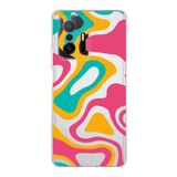 PrintiFy Xiaomi Mi 11T Pro ile Uyumlu Kapak Renkli Desen B Turuncu Tasarımlı 1mm Fit Şeffaf Silikon Kılıf