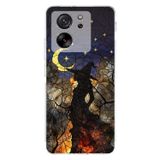PrintiFy Xiaomi Mi 13T ile Uyumlu Vitray Cadı Saati Tasarımlı Şeffaf Silikon Kılıf