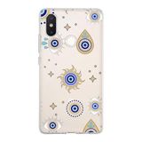 PrintiFy Xiaomi Mi 8 SE ile Uyumlu 1mm Slim Fit Nazar Boncuğu 5 Baskılı Şeffaf Kılıf