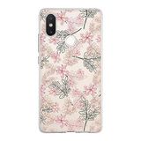 PrintiFy Xiaomi Mi 8 SE ile Uyumlu Kapak Floral Kırmızı Tasarımlı 1mm Fit Şeffaf Silikon Kılıf
