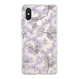 PrintiFy Xiaomi Mi 8 SE ile Uyumlu Kapak Floral Lila Tasarımlı 1mm Fit Şeffaf Silikon Kılıf