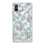 PrintiFy Xiaomi Mi 8 SE ile Uyumlu Kapak Floral Mavi Tasarımlı 1mm Fit Şeffaf Silikon Kılıf