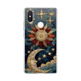 PrintiFy Xiaomi Mi 8 SE ile Uyumlu Vitray Sol ve Luna Tasarımlı Şeffaf Silikon Kılıf