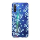 PrintiFy Xiaomi Mi 9 SE ile Uyumlu Kapak Floral Mavi Tasarımlı 1mm Fit Şeffaf Silikon Kılıf