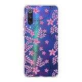 PrintiFy Xiaomi Mi 9 SE ile Uyumlu Kapak Floral Pembe Tasarımlı 1mm Fit Şeffaf Silikon Kılıf