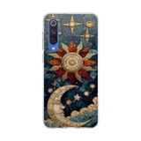 PrintiFy Xiaomi Mi 9 SE ile Uyumlu Vitray Sol ve Luna Tasarımlı Şeffaf Silikon Kılıf