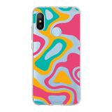 PrintiFy Xiaomi Mi A2 Lite ile Uyumlu Kapak Renkli Desen B Turuncu Tasarımlı 1mm Fit Şeffaf Silikon Kılıf