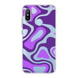 PrintiFy Xiaomi Mi A2 Lite ile Uyumlu Kapak Renkli Desen F Mor Tasarımlı 1mm Fit Şeffaf Silikon Kılıf