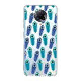 PrintiFy Xiaomi Poco F2 Pro ile Uyumlu 1mm Slim Fit Nazar Boncuğu 4 Baskılı Şeffaf Kılıf