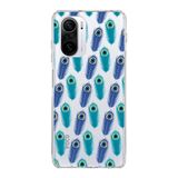 PrintiFy Xiaomi Poco F3 ile Uyumlu 1mm Slim Fit Nazar Boncuğu 4 Baskılı Şeffaf Kılıf