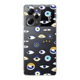 PrintiFy Xiaomi Poco X5 Pro ile Uyumlu 1mm Slim Fit Nazar Boncuğu 2 Baskılı Şeffaf Kılıf