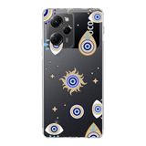 PrintiFy Xiaomi Poco X5 Pro ile Uyumlu 1mm Slim Fit Nazar Boncuğu 5 Baskılı Şeffaf Kılıf
