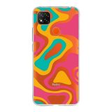 PrintiFy Xiaomi Redmi 10A ile Uyumlu Kapak Renkli Desen B Turuncu Tasarımlı 1mm Fit Şeffaf Silikon Kılıf