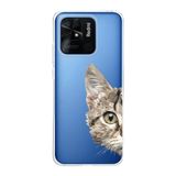 PrintiFy Xiaomi Redmi 10C ile Uyumlu Kapak Catface Tasarımlı 1mm Fit Şeffaf Silikon Kılıf