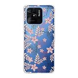 PrintiFy Xiaomi Redmi 10C ile Uyumlu Kapak Floral Kırmızı Tasarımlı 1mm Fit Şeffaf Silikon Kılıf