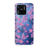 PrintiFy Xiaomi Redmi 10C ile Uyumlu Kapak Floral Pembe Tasarımlı 1mm Fit Şeffaf Silikon Kılıf