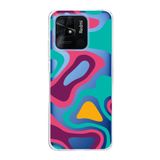 PrintiFy Xiaomi Redmi 10C ile Uyumlu Kapak Renkli Desen A Kırmızı Tasarımlı 1mm Fit Şeffaf Silikon Kılıf