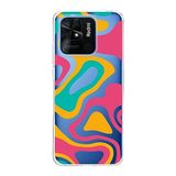 PrintiFy Xiaomi Redmi 10C ile Uyumlu Kapak Renkli Desen B Turuncu Tasarımlı 1mm Fit Şeffaf Silikon Kılıf