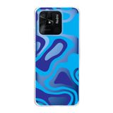 PrintiFy Xiaomi Redmi 10C ile Uyumlu Kapak Renkli Desen C Mavi Tasarımlı 1mm Fit Şeffaf Silikon Kılıf