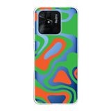 PrintiFy Xiaomi Redmi 10C ile Uyumlu Kapak Renkli Desen E Yeşil Tasarımlı 1mm Fit Şeffaf Silikon Kılıf