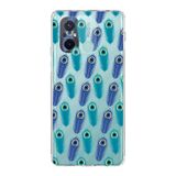 PrintiFy Xiaomi Redmi 12C ile Uyumlu 1mm Slim Fit Nazar Boncuğu 4 Baskılı Şeffaf Kılıf
