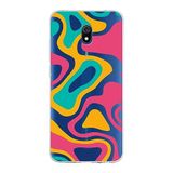 PrintiFy Xiaomi Redmi 8A ile Uyumlu Kapak Renkli Desen B Turuncu Tasarımlı 1mm Fit Şeffaf Silikon Kılıf