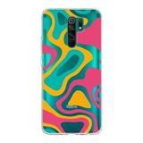 PrintiFy Xiaomi Redmi 9 ile Uyumlu Kapak Renkli Desen B Turuncu Tasarımlı 1mm Fit Şeffaf Silikon Kılıf
