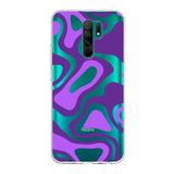 PrintiFy Xiaomi Redmi 9 ile Uyumlu Kapak Renkli Desen F Mor Tasarımlı 1mm Fit Şeffaf Silikon Kılıf