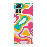 PrintiFy Xiaomi Redmi Note 11 ile Uyumlu Kapak Renkli Desen B Turuncu Tasarımlı 1mm Fit Şeffaf Silikon Kılıf