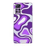 PrintiFy Xiaomi Redmi Note 11 ile Uyumlu Kapak Renkli Desen F Mor Tasarımlı 1mm Fit Şeffaf Silikon Kılıf