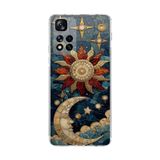 PrintiFy Xiaomi Redmi Note 11 Pro Plus 5G ile Uyumlu Vitray Sol ve Luna Tasarımlı Şeffaf Kılıf