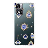 PrintiFy Xiaomi Redmi Note 11 Pro Plus ile Uyumlu 1mm Slim Fit Nazar Boncuğu 5 Baskılı Şeffaf Kılıf