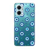 PrintiFy Xiaomi Redmi Note 11E ile Uyumlu 1mm Slim Fit Nazar Boncuğu 1 Baskılı Şeffaf Kılıf